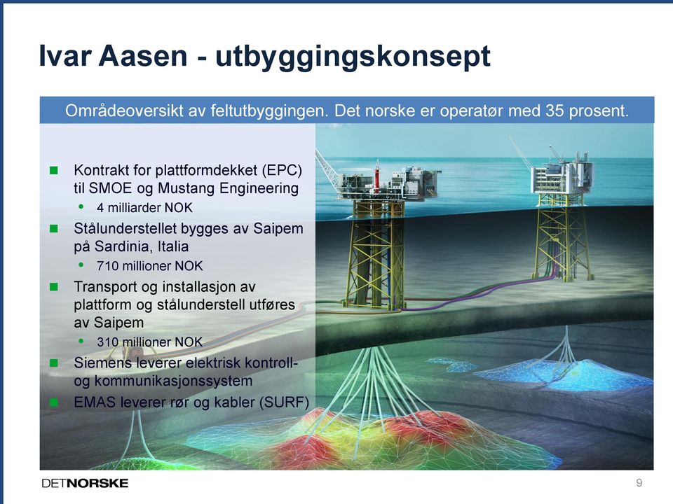 Saipem på Sardinia, Italia 710 millioner NOK Transport og installasjon av plattform og stålunderstell utføres