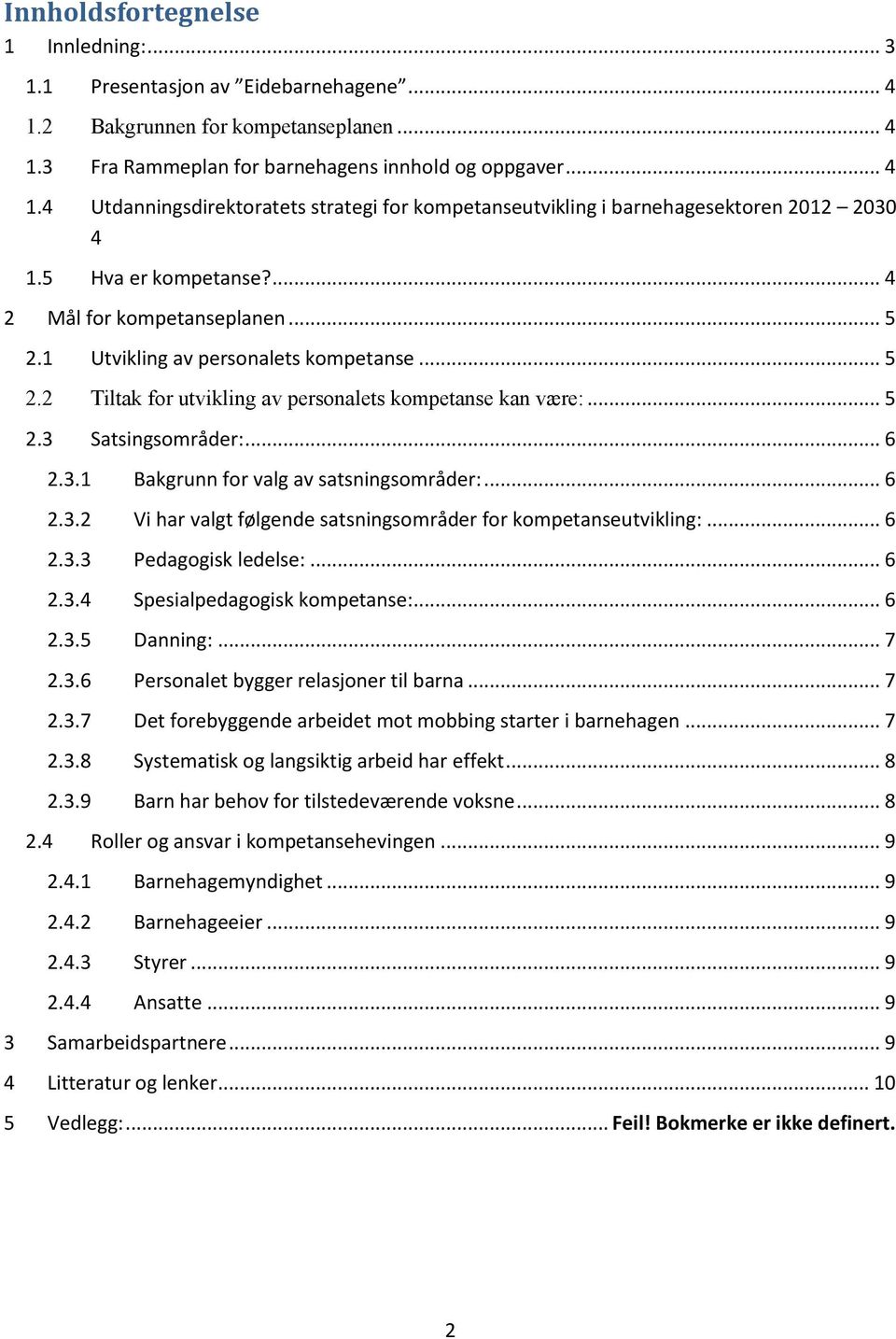 Satsingsområder:... 6 2.3.1 Bakgrunn for valg av satsningsområder:... 6 2.3.2 Vi har valgt følgende satsningsområder for kompetanseutvikling:... 6 2.3.3 Pedagogisk ledelse:... 6 2.3.4 Spesialpedagogisk kompetanse:.