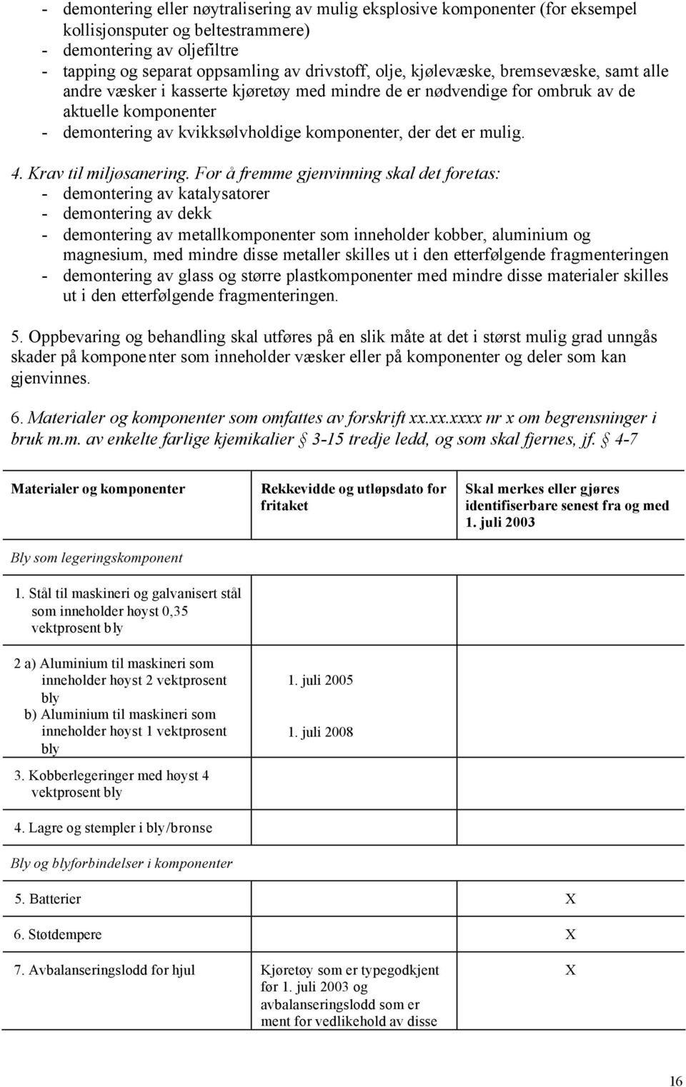 4. Krav til miljøsanering.