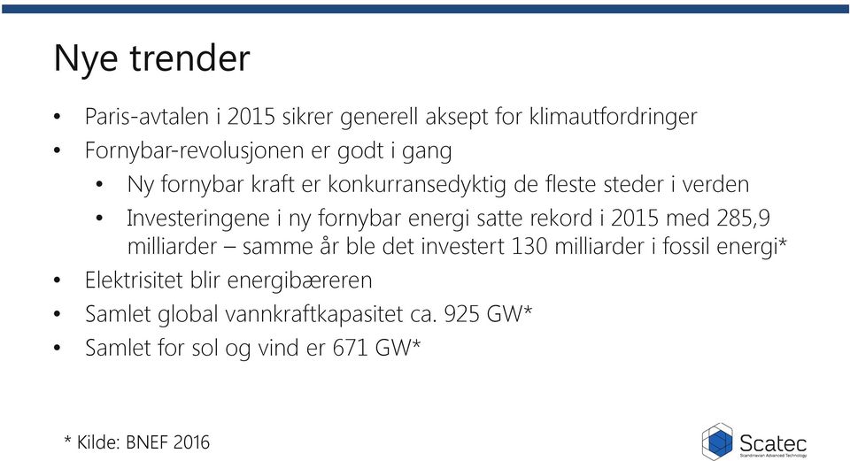 rekord i 2015 med 285,9 milliarder samme år ble det investert 130 milliarder i fossil energi* Elektrisitet blir