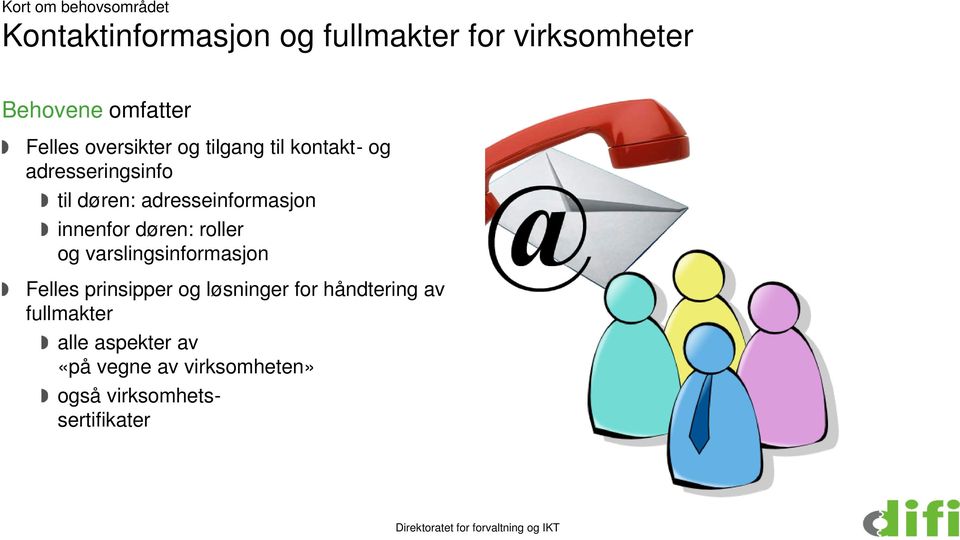 døren: roller og varslingsinformasjon Felles prinsipper og løsninger for håndtering av fullmakter