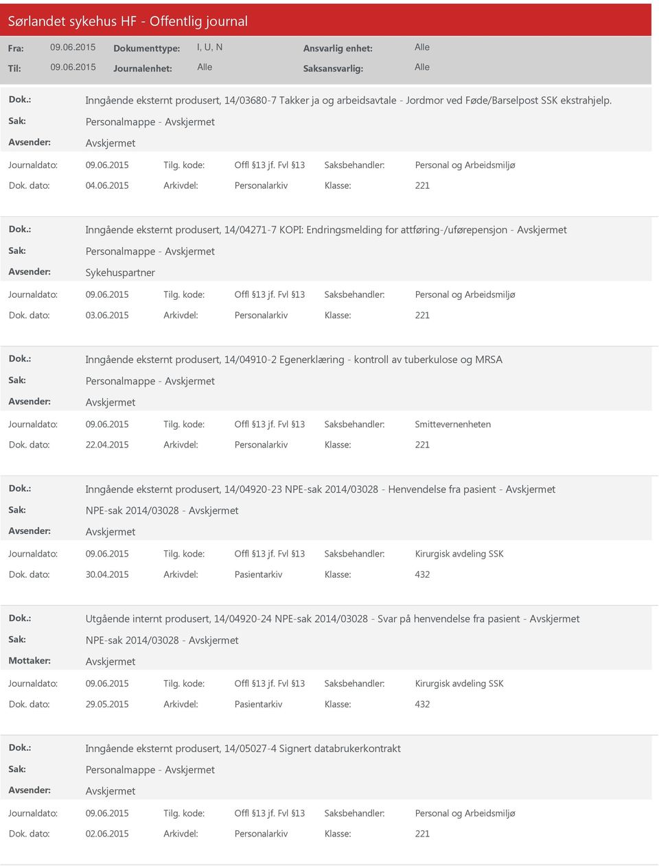 2015 Arkivdel: Personalarkiv Inngående eksternt produsert, 14/049