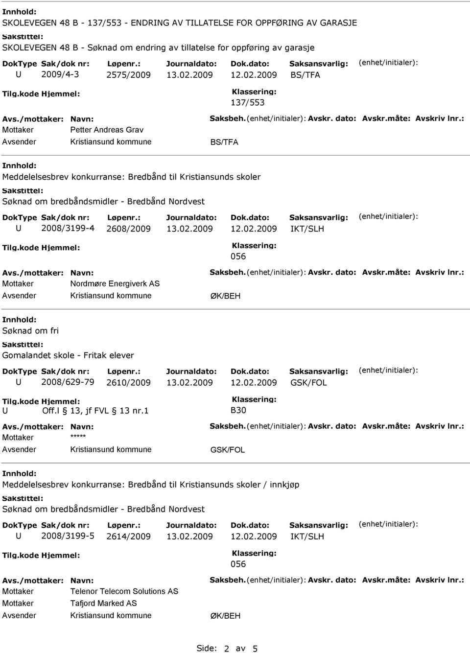 Energiverk AS ØK/BEH Søknad om fri Gomalandet skole - Fritak elever 2008/629-79 2610/2009 Off.l 13, jf FVL 13 nr.