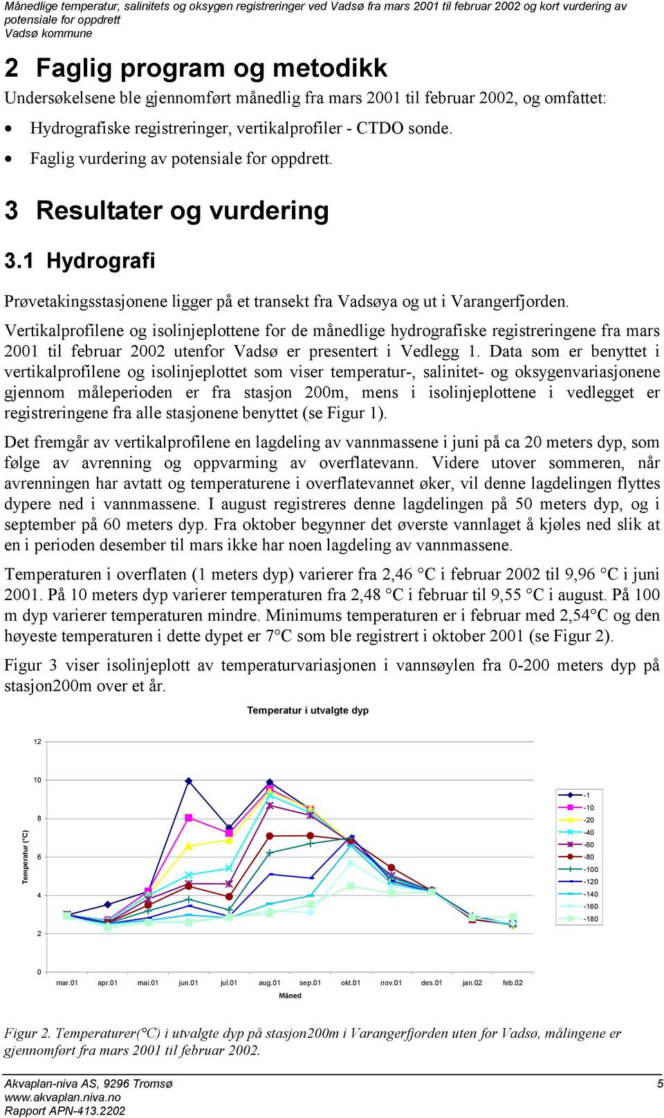 1 Hydrografi Prøvetakingsstasjonene ligger på et transekt fra Vadsøya og ut i Varangerfjorden.