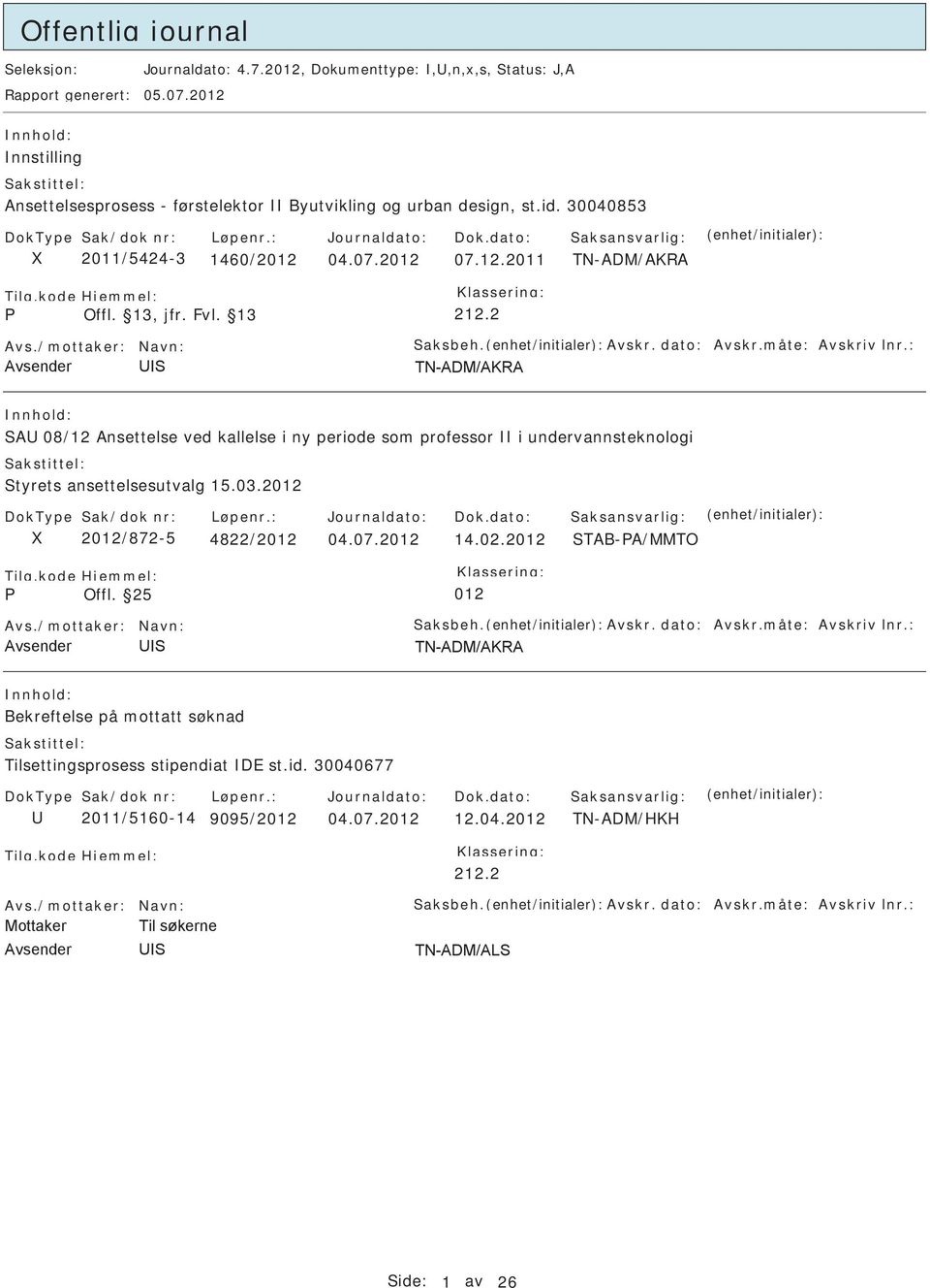 2 A 08/12 Ansettelse ved kallelse i ny periode som professor i undervannsteknologi tyrets ansettelsesutvalg 15.03.