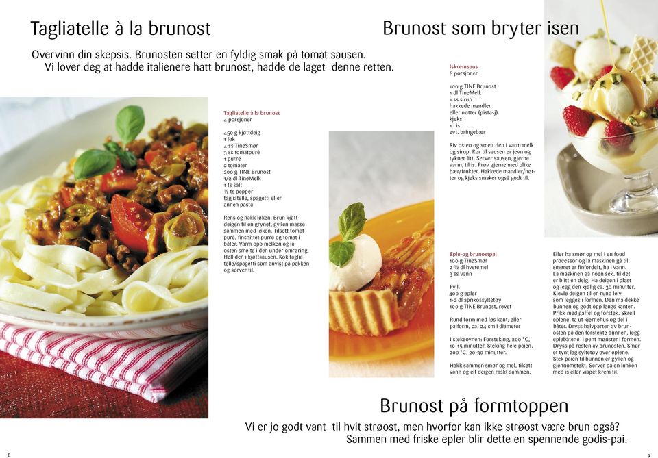 og hakk løken. Brun kjøttdeigen til en grynet, gyllen masse sammen med løken. Tilsett tomatpuré, finsnittet purre og tomat i båter. Varm opp melken og la osten smelte i den under omrøring.