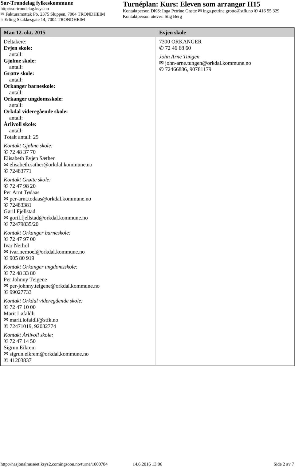 elisabeth.sather@orkdal.kommune.no 72483771 Kontakt Grøtte skole: 72 47 98 20 Per Arnt Tødaas per-arnt.todaas@orkdal.kommune.no 72483381 Gøril Fjellstad goril.fjellstad@orkdal.kommune.no 72479835/20 Kontakt Orkanger barneskole: 72 47 97 00 Ivar Nerhol ivar.