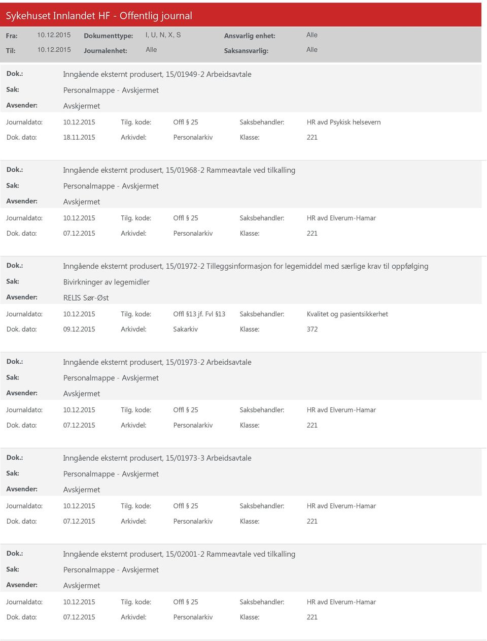 2015 Arkivdel: Personalarkiv Inngående eksternt produsert, 15/01972-2 Tilleggsinformasjon for legemiddel med særlige krav til oppfølging Bivirkninger av legemidler RELIS Sør-Øst