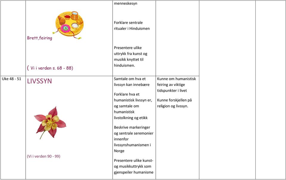 Uke 48-51 LIVSSYN Samtale om hva et livssyn kan innebære Forklare hva et humanistisk livssyn er, og samtale om humanistisk livstolkning og