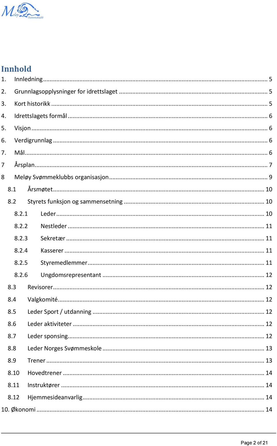 .. 11 8.2.4 Kasserer... 11 8.2.5 Styremedlemmer... 11 8.2.6 Ungdmsrepresentant... 12 8.3 Revisrer... 12 8.4 Valgkmité... 12 8.5 Leder Sprt / utdanning... 12 8.6 Leder aktiviteter.