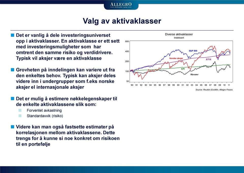 Typisk kan aksjer deles videre inn i undergrupper som f.