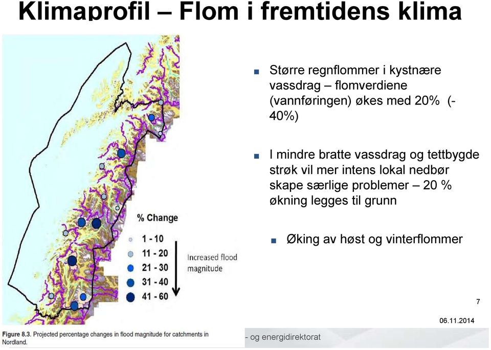 bratte vassdrag og tettbygde strøk vil mer intens lokal nedbør skape