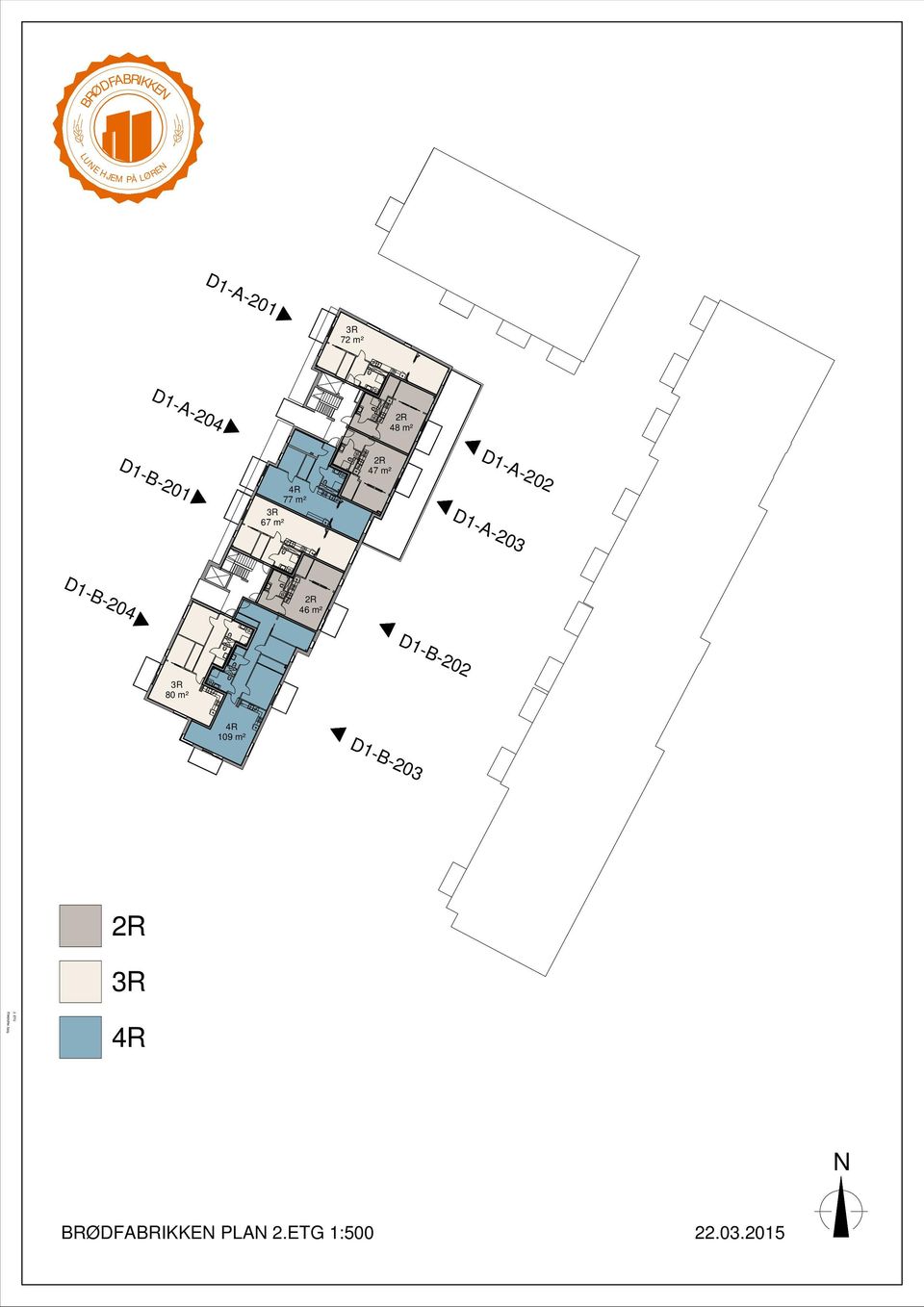 48 m² 2R 47 m² D1-A-202 4R 77 m² 3R 67 m² D1-B-204 2R 46 m² 3R