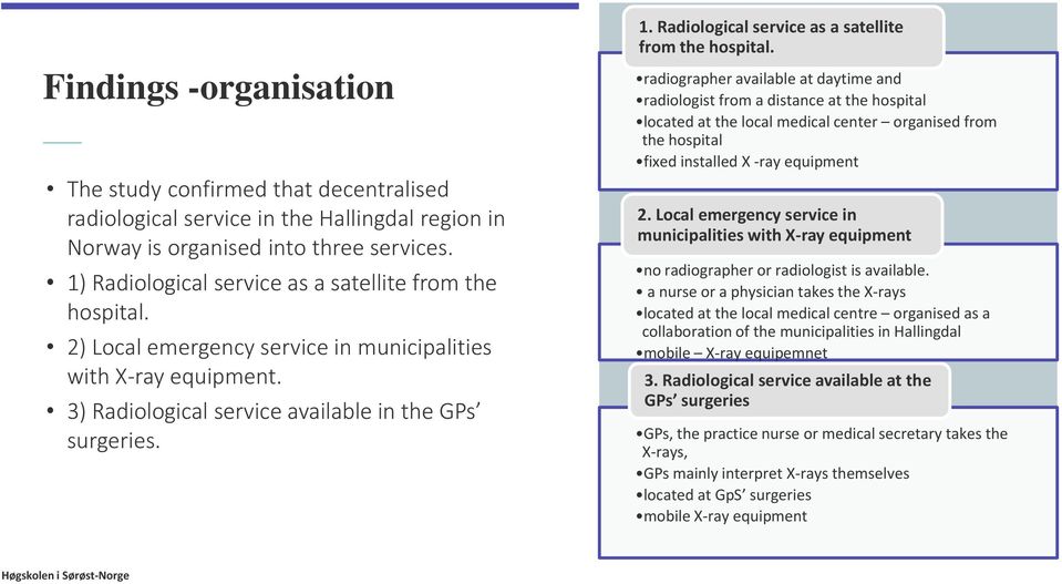 Radiological service as a satellite from the hospital.