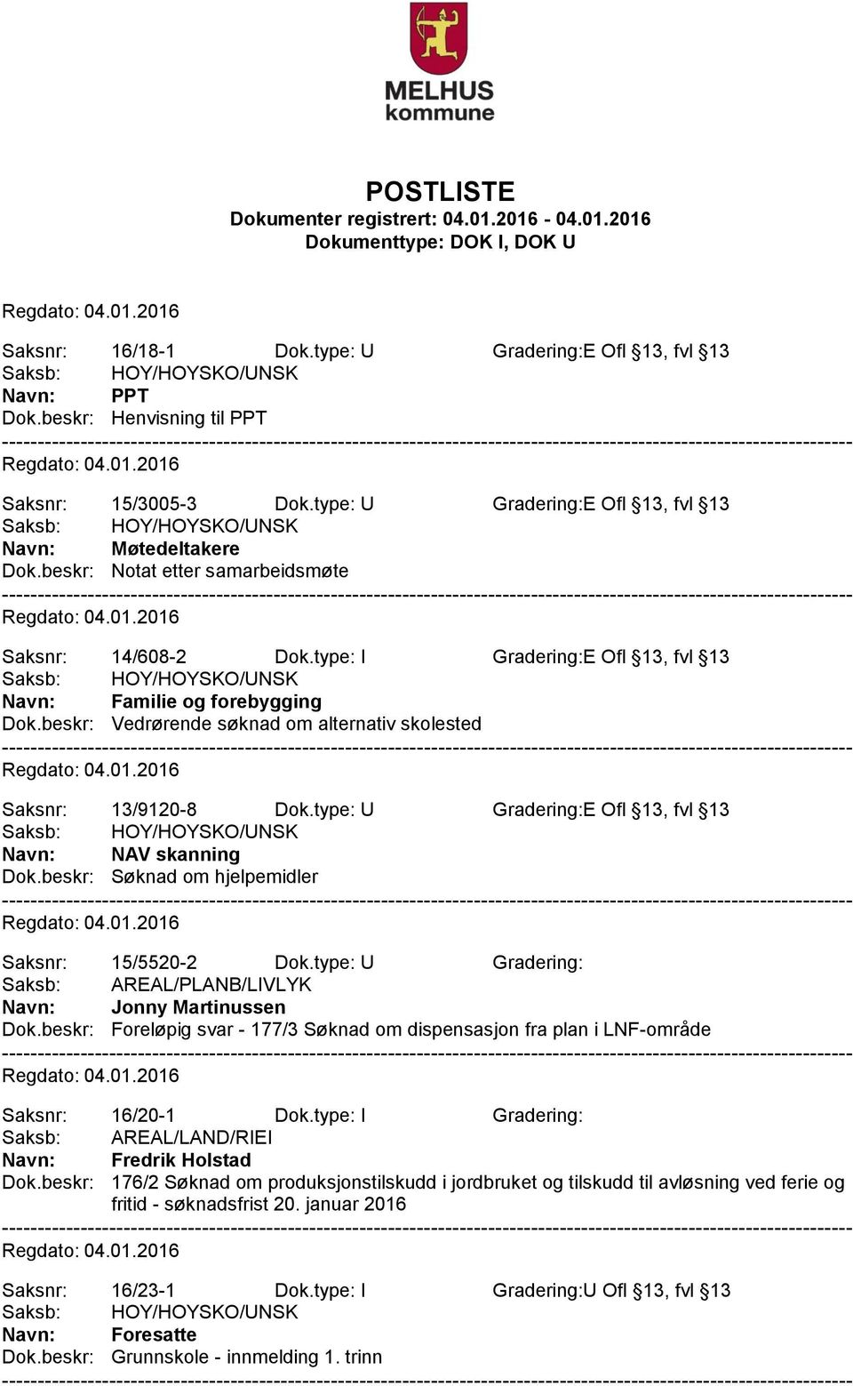 type: U Gradering:E Ofl 13, fvl 13 Navn: NAV skanning Dok.beskr: Søknad om hjelpemidler Saksnr: 15/5520-2 Dok.type: U Gradering: Saksb: AREAL/PLANB/LIVLYK Navn: Jonny Martinussen Dok.