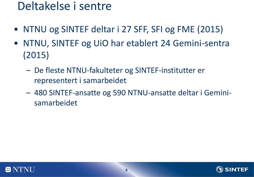 fleste NTNU-fakulteter og SINTEF-institutter er representert i