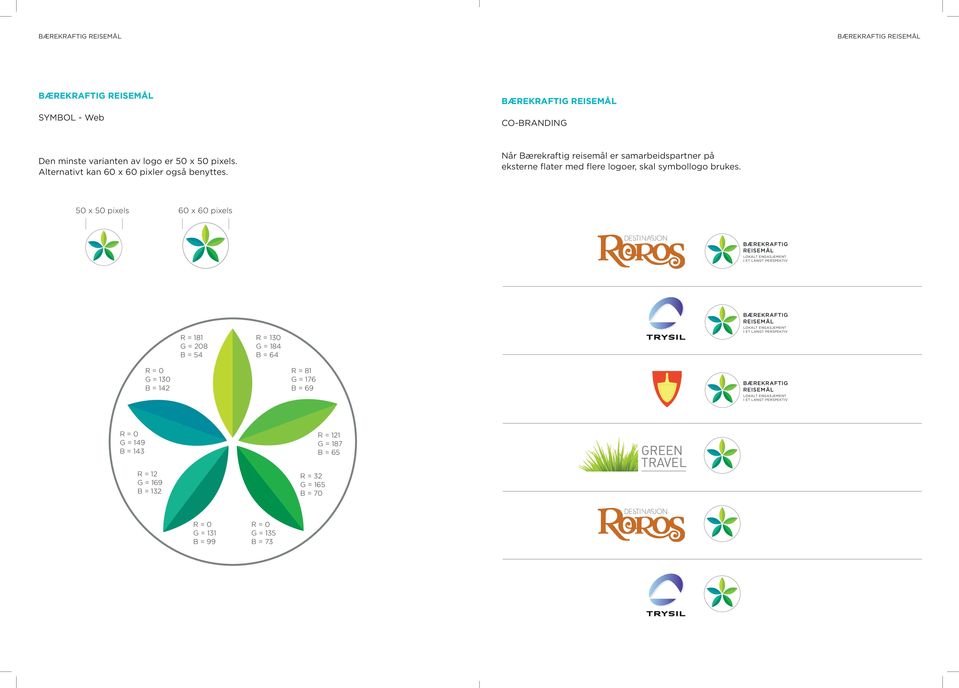 Når Bærekraftig reisemål er samarbeidspartner på eksterne flater med flere logoer, skal symbollogo brukes.
