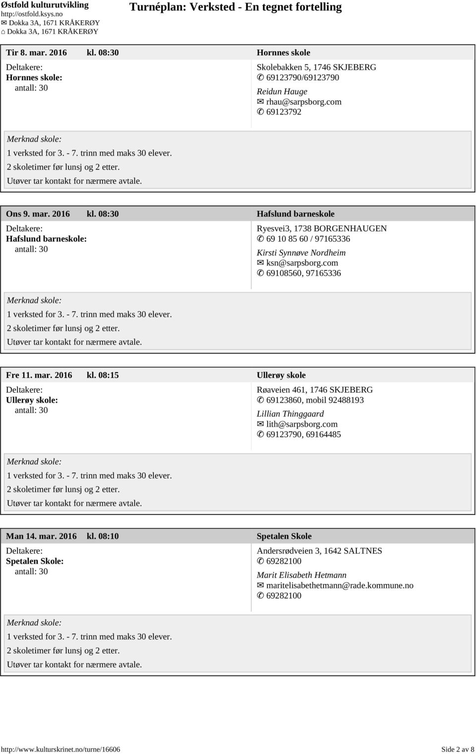 com 69123790, 69164485 Man 14. mar. 2016 kl. 08:10 Spetalen Skole Spetalen Skole: Andersrødveien 3, 1642 SALTNES 69282100 Marit Elisabeth Hetmann maritelisabethetmann@rade.