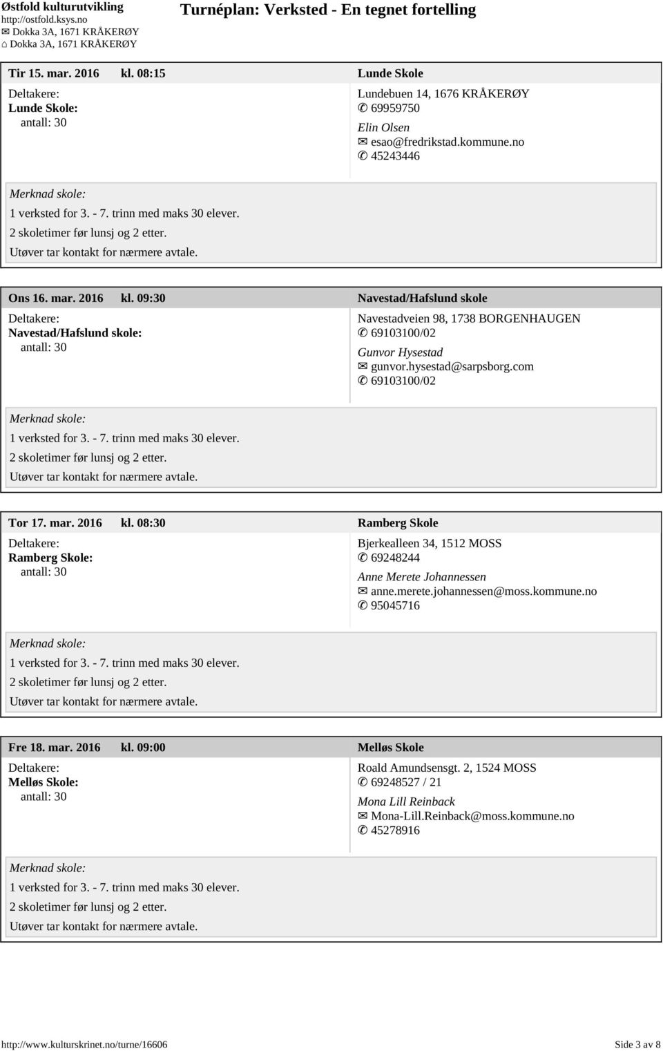 johannessen@moss.kommune.no 95045716 Fre 18. mar. 2016 kl. 09:00 Melløs Skole Melløs Skole: Roald Amundsensgt. 2, 1524 MOSS 69248527 / 21 Mona Lill Reinback Mona-Lill.