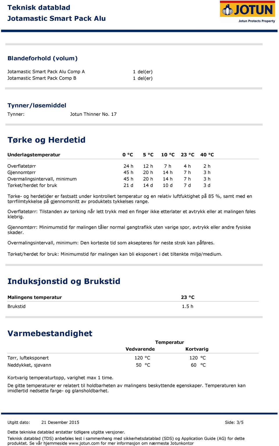 14 h 7 h 3 h 21 d 14 d 10 d 7 d 3 d Tørke og herdetider er fastsatt under kontrollert temperatur og en relativ luftfuktighet på 85 %, samt med en tørrfilmtykkelse på gjennomsnitt av produktets