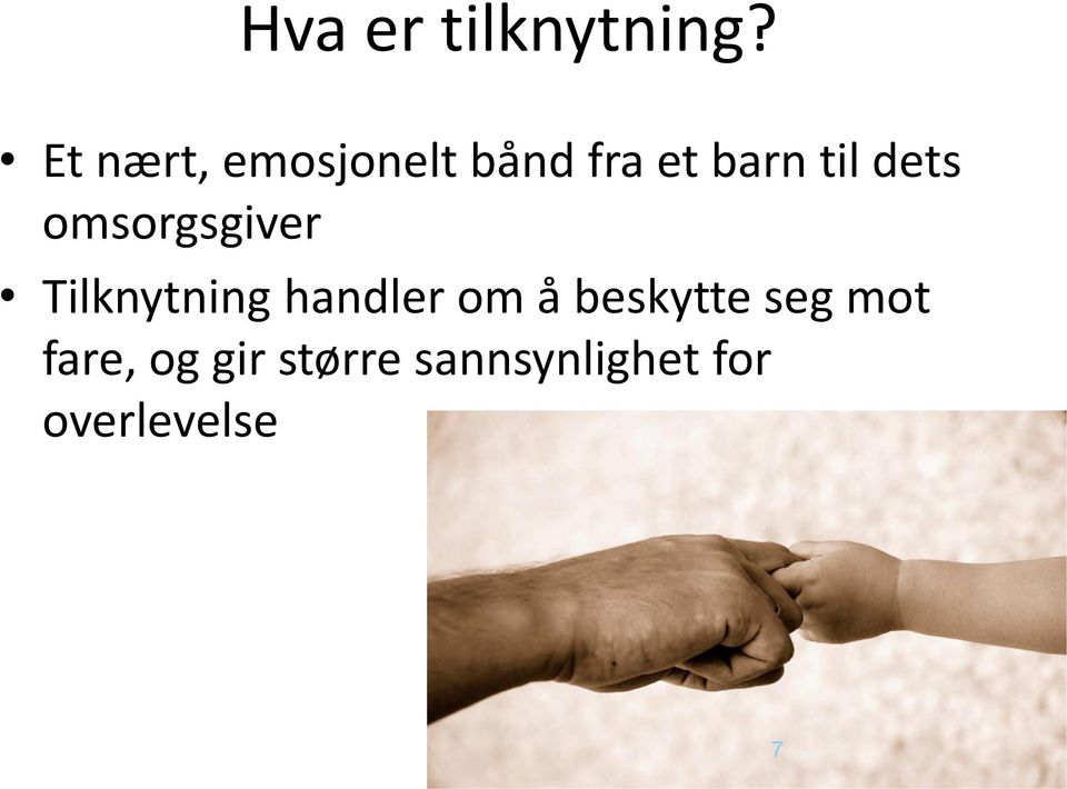 dets omsorgsgiver Tilknytning handler om å