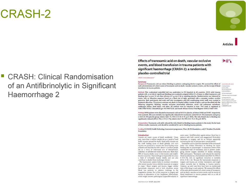 of an Antifibrinolytic