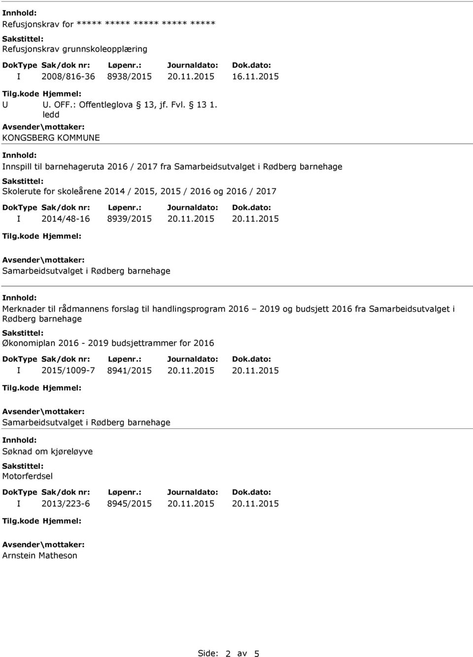 8939/2015 Samarbeidsutvalget i Rødberg barnehage nnhold: Merknader til rådmannens forslag til handlingsprogram 2016 2019 og budsjett 2016 fra Samarbeidsutvalget i Rødberg barnehage