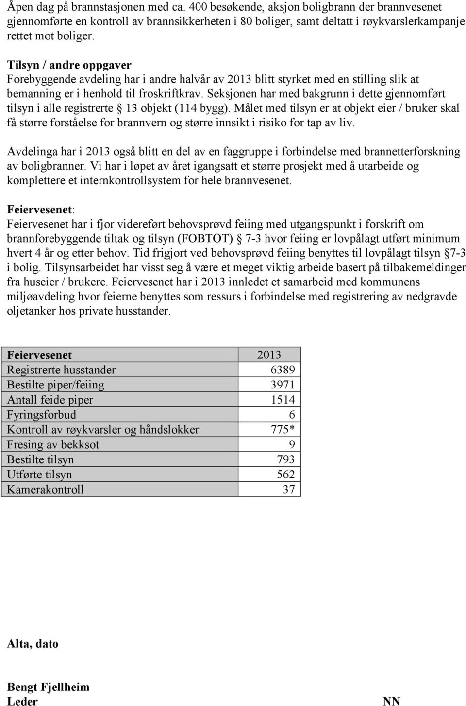 Seksjonen har med bakgrunn i dette gjennomført tilsyn i alle registrerte 13 objekt (114 bygg).