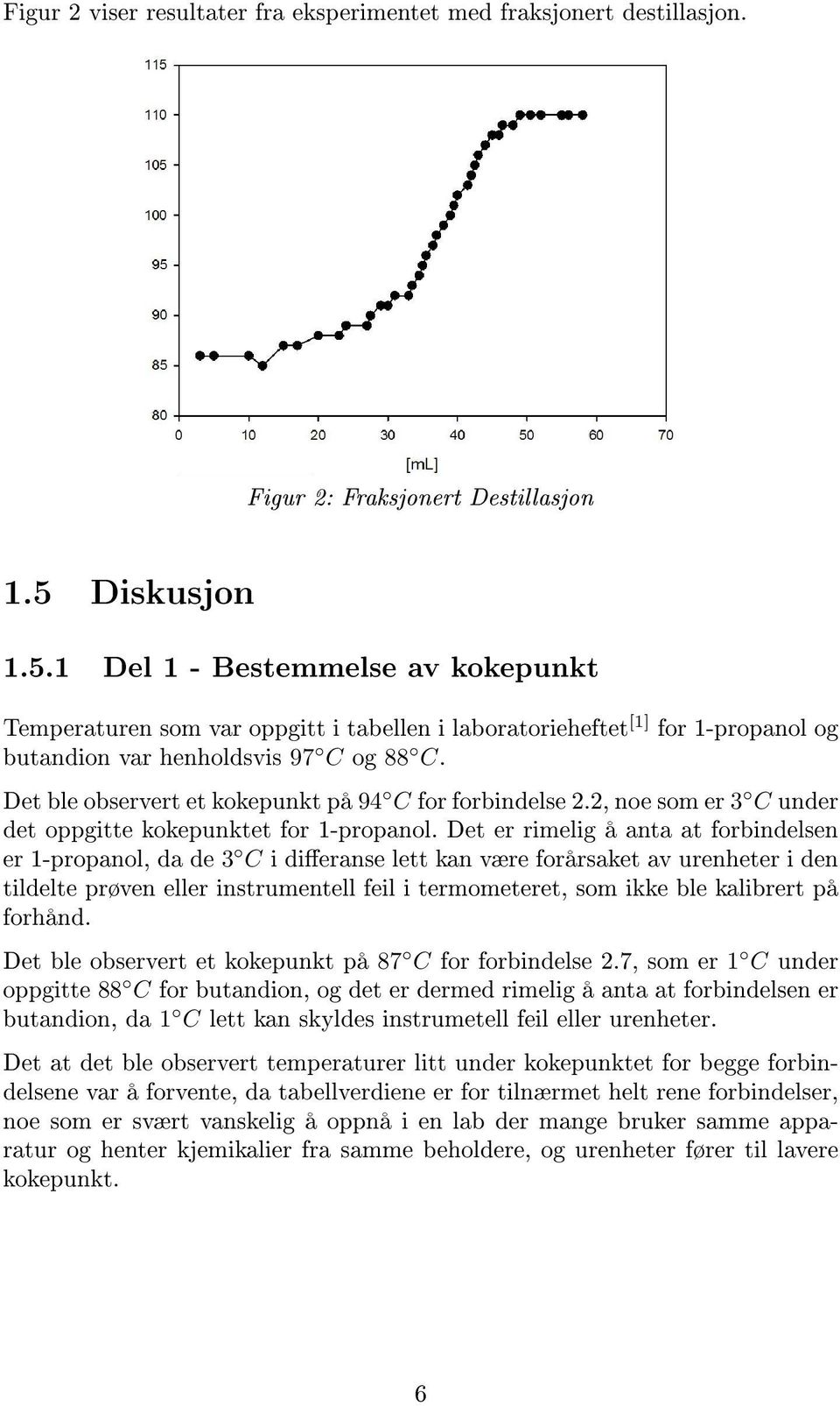 Det ble observert et kokepunkt på 94 C for forbindelse 2.2, noe som er 3 C under det oppgitte kokepunktet for 1-propanol.