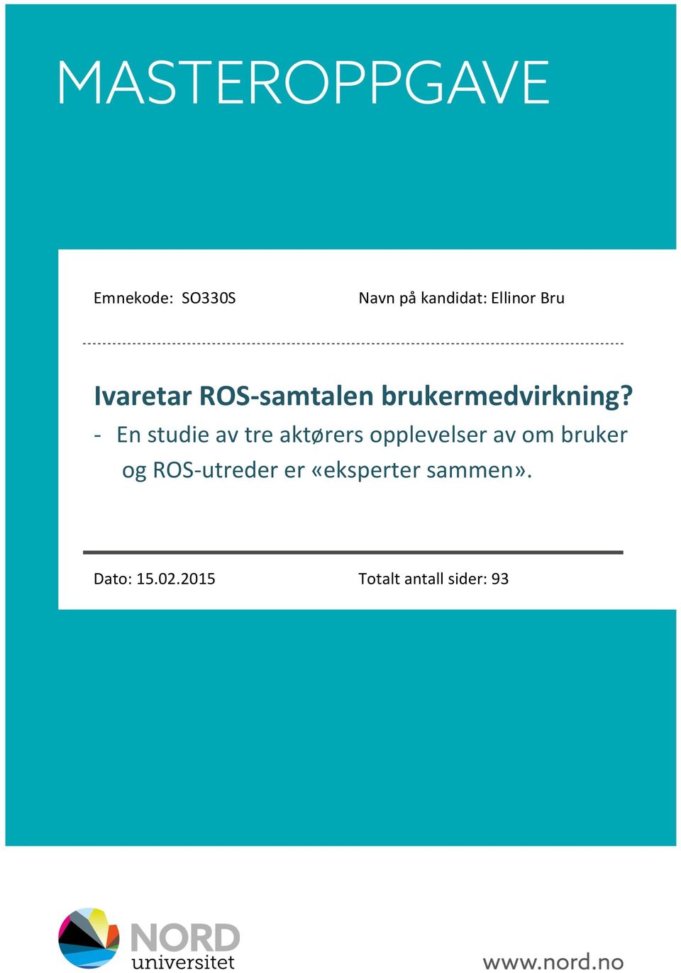 Ivaretar ROS-samtalen brukermedvirkning? - PDF Gratis nedlasting