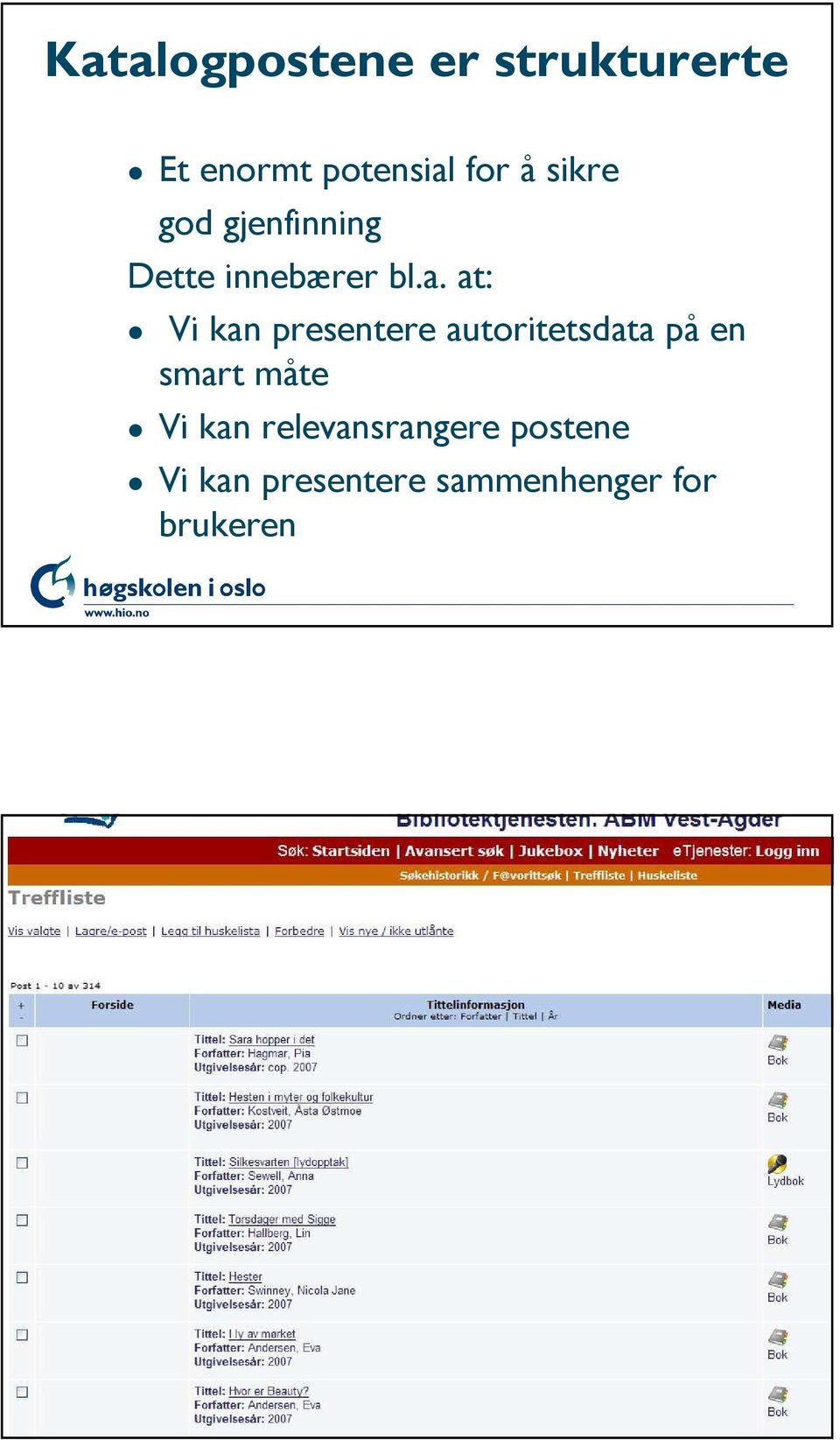 at: Vi kan presentere autoritetsdata på en smart måte Vi