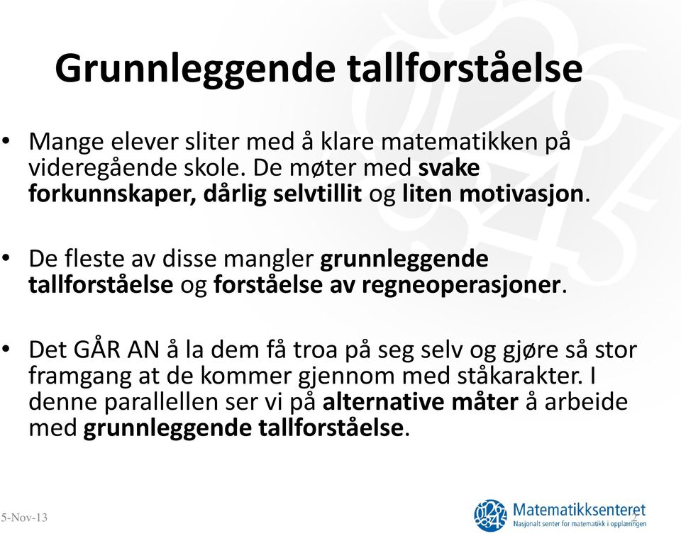 De fleste av disse mangler grunnleggende tallforståelse og forståelse av regneoperasjoner.