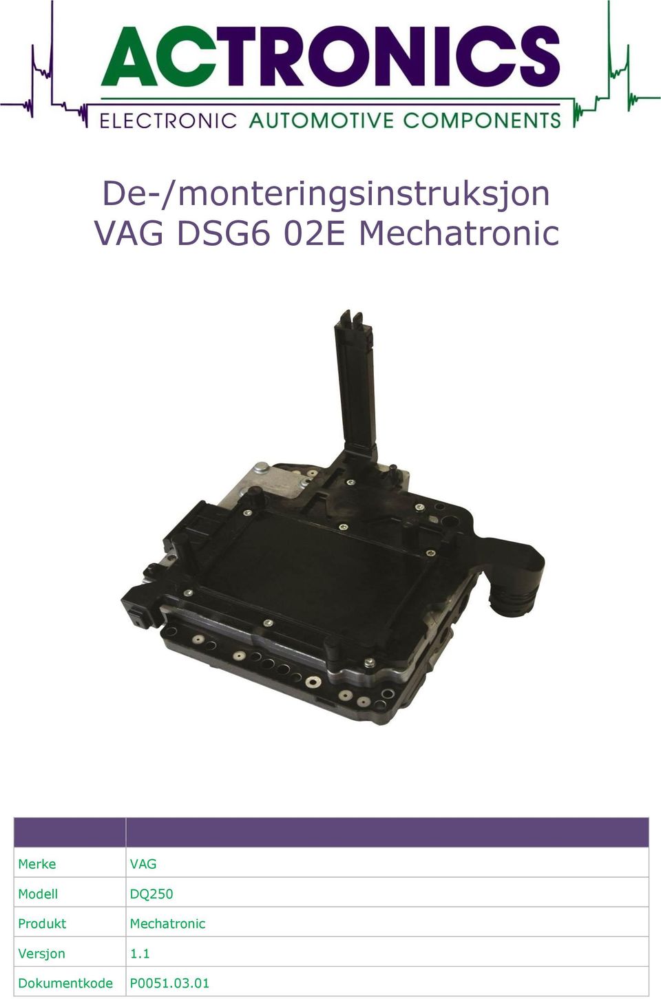 Modell Produkt VAG DQ250