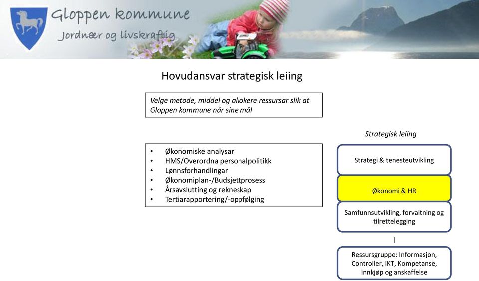 Økonomiplan-/Budsjettprosess Årsavslutting og rekneskap Tertiarapportering/-oppfølging Strategi &