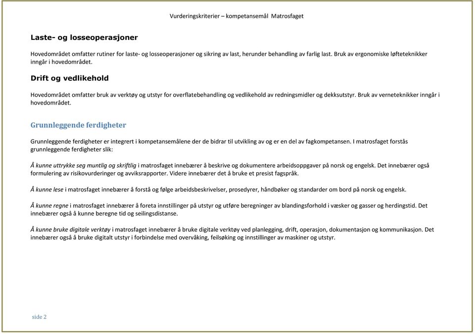 Bruk av verneteknikker inngår i hovedområdet. Grunnleggende ferdigheter Grunnleggende ferdigheter er integrert i kompetansemålene der de bidrar til utvikling av og er en del av fagkompetansen.