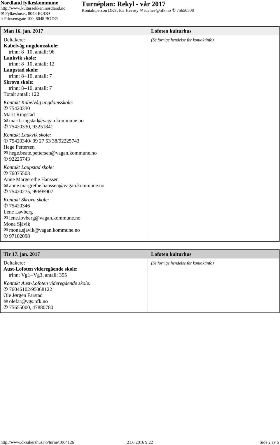 Kabelvåg ungdomsskole: 75420330 Marit Ringstad marit.ringstad@vagan.kommune.no 75420330, 93251841 Kontakt Laukvik skole: 75420340/ 99 27 53 38/92225743 Hege Pettersen hege.beate.pettersen@vagan.