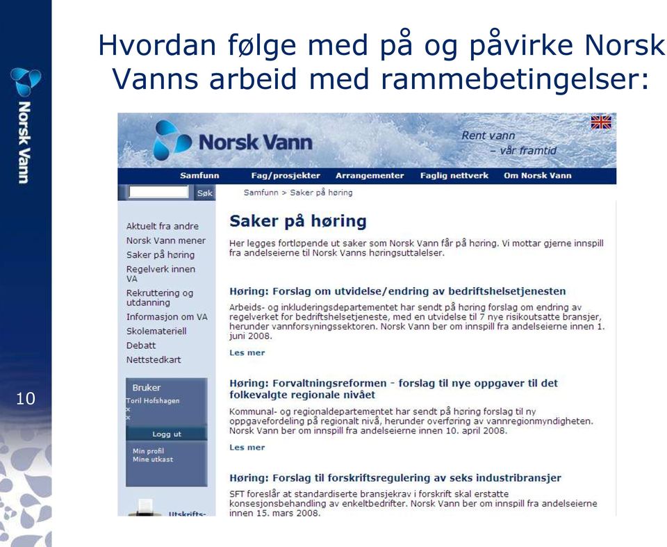 Norsk Vanns arbeid