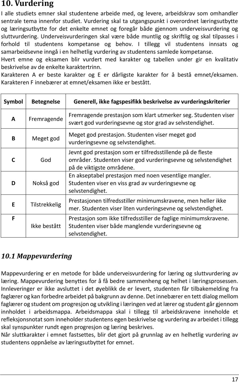 Underveisvurderingen skal være både muntlig og skriftlig og skal tilpasses i forhold til studentens kompetanse og behov.