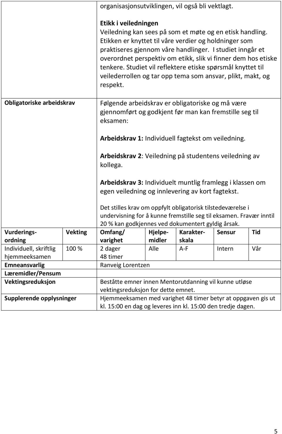 Studiet vil reflektere etiske spørsmål knyttet til veilederrollen og tar opp tema som ansvar, plikt, makt, og respekt.