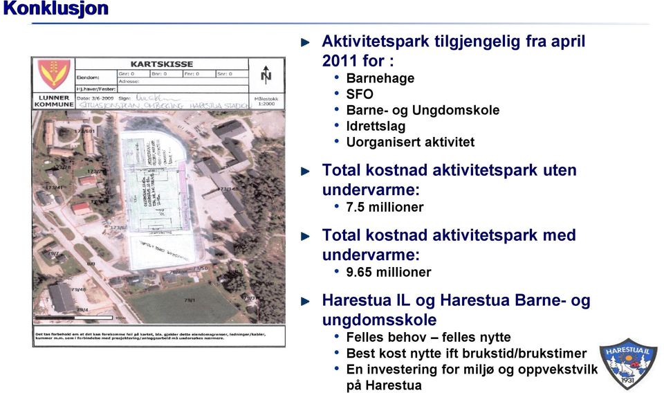 5 millioner Total kostnad aktivitetspark med undervarme: 9.