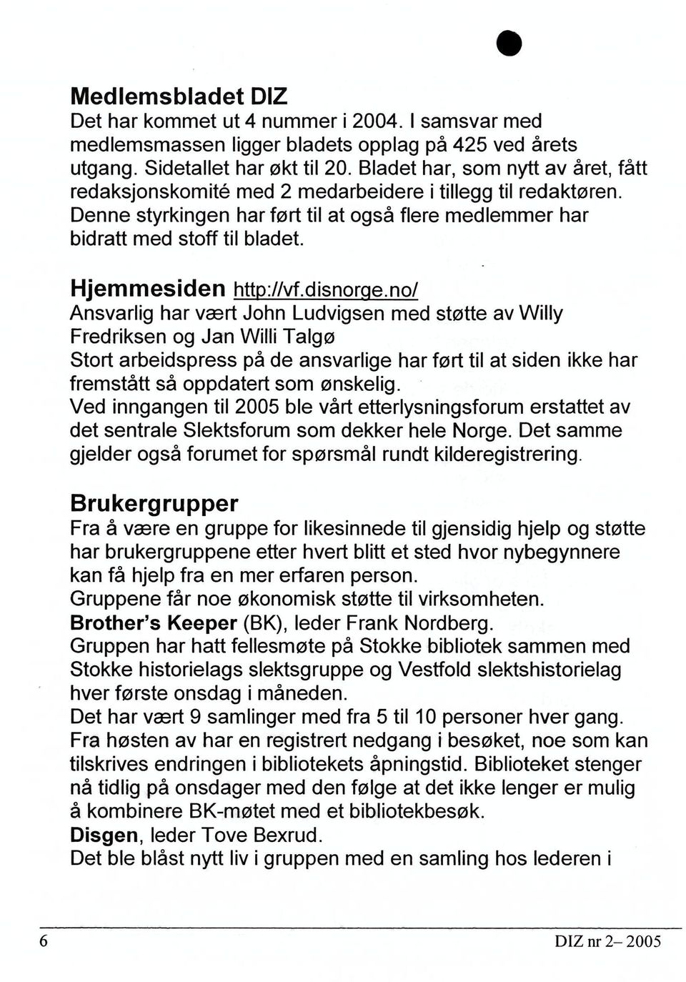 Hjemmesiden http://vf.disnorge.