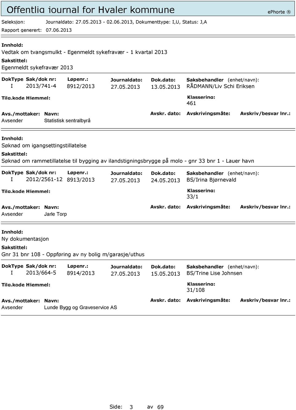 ilandstigningsbrygge på molo - gnr 33 bnr 1 - Lauer havn 2012/2561-12 8913/2013 24.05.