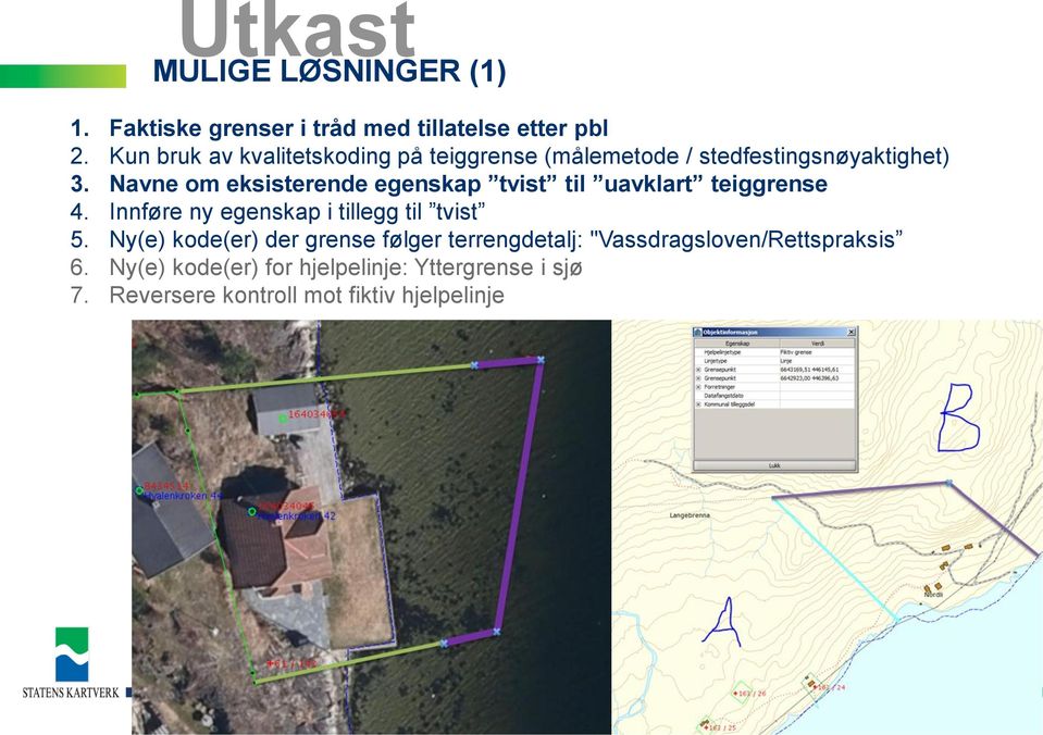 Navne om eksisterende egenskap tvist til uavklart teiggrense 4. Innføre ny egenskap i tillegg til tvist 5.