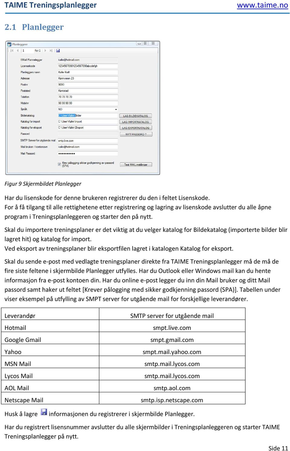 Skal du importere treningsplaner er det viktig at du velger katalog for Bildekatalog (importerte bilder blir lagret hit) og katalog for import.