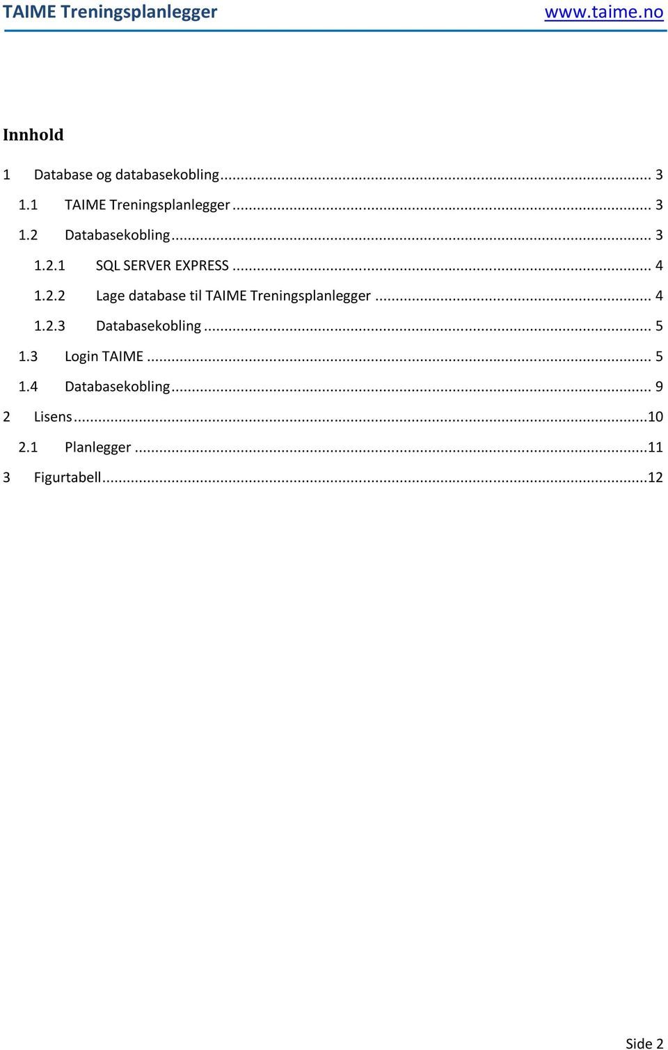 .. 4 1.2.3 Databasekobling... 5 1.3 Login TAIME... 5 1.4 Databasekobling.