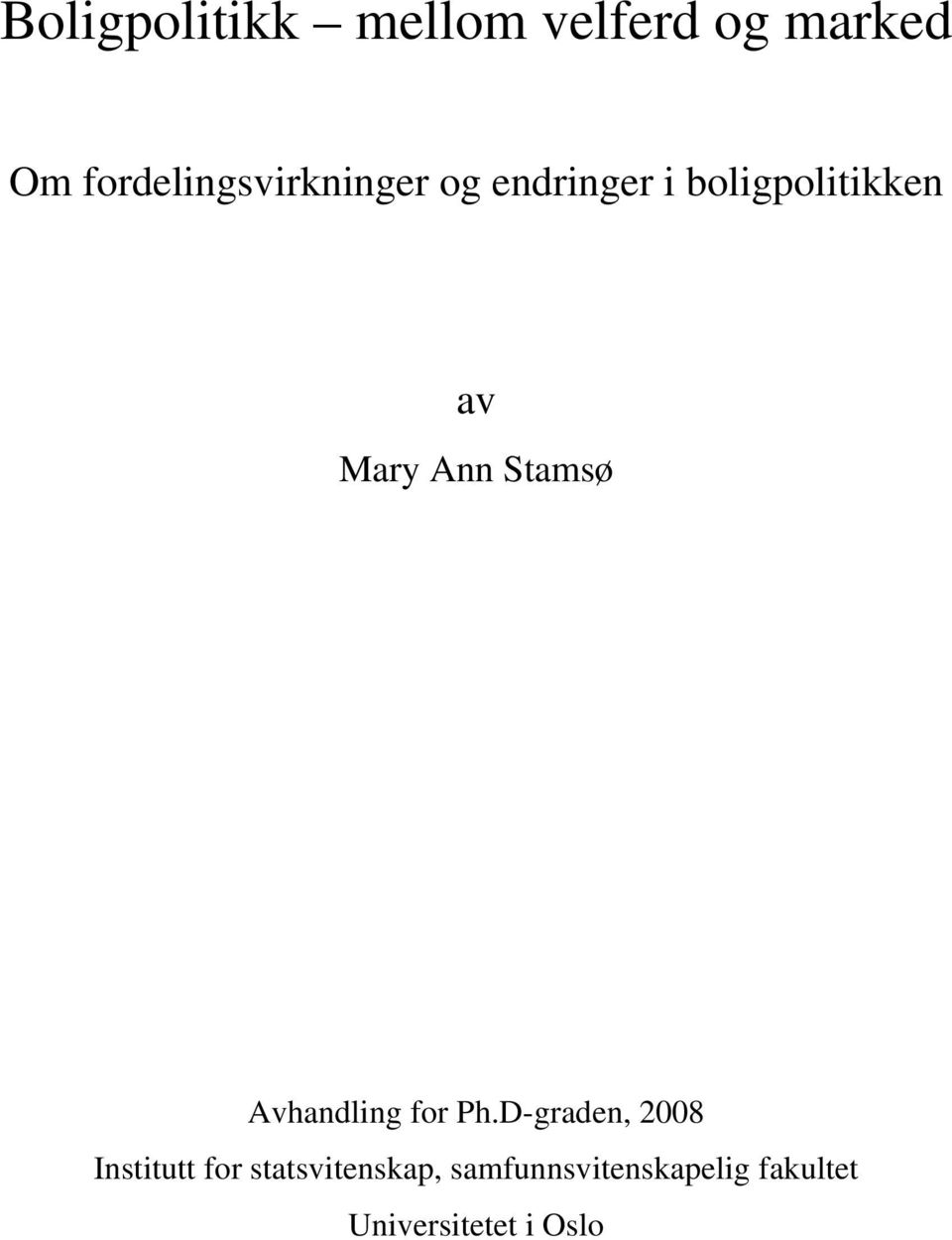 Mary Ann Stamsø Avhandling for Ph.