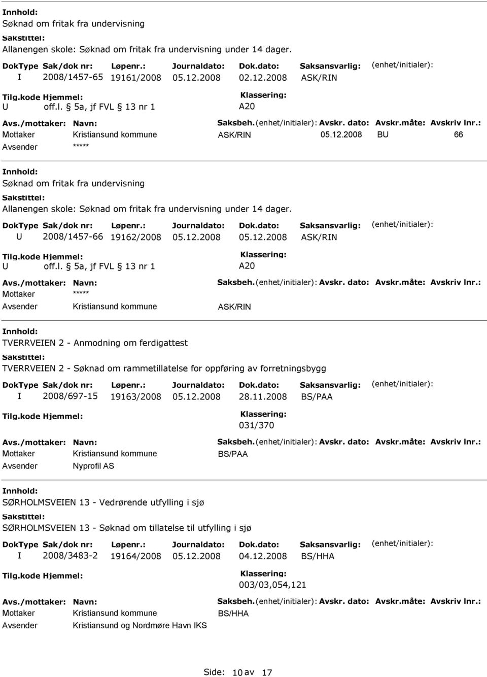 måte: vskriv lnr.: SK/RN TVRRVN 2 - nmodning om ferdigattest TVRRVN 2 - Søknad om rammetillatelse for oppføring av forretningsbygg 2008/697-15 19163/2008 28.11.2008 BS/P 031/370 vs.