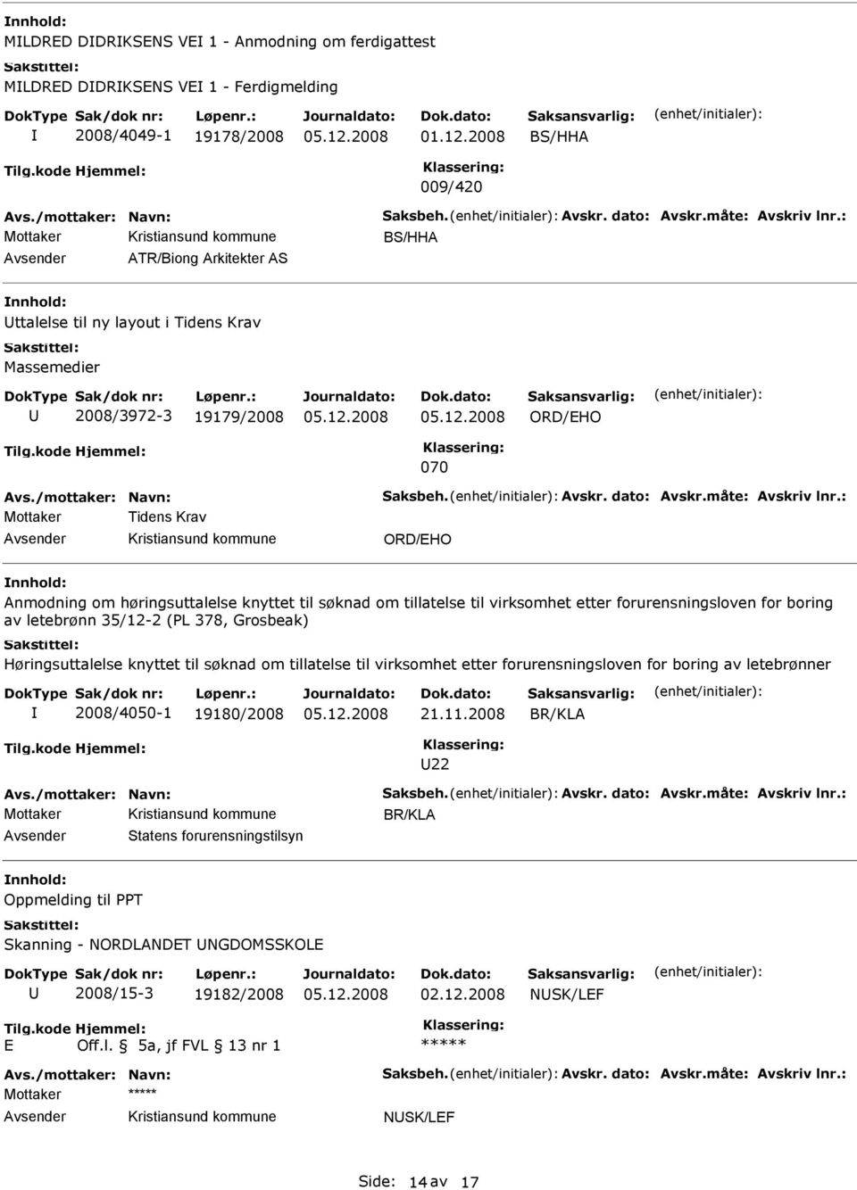 : Mottaker Tidens Krav ORD/HO nmodning om høringsuttalelse knyttet til søknad om tillatelse til virksomhet etter forurensningsloven for boring av letebrønn 35/12-2 (PL 378, Grosbeak) Høringsuttalelse