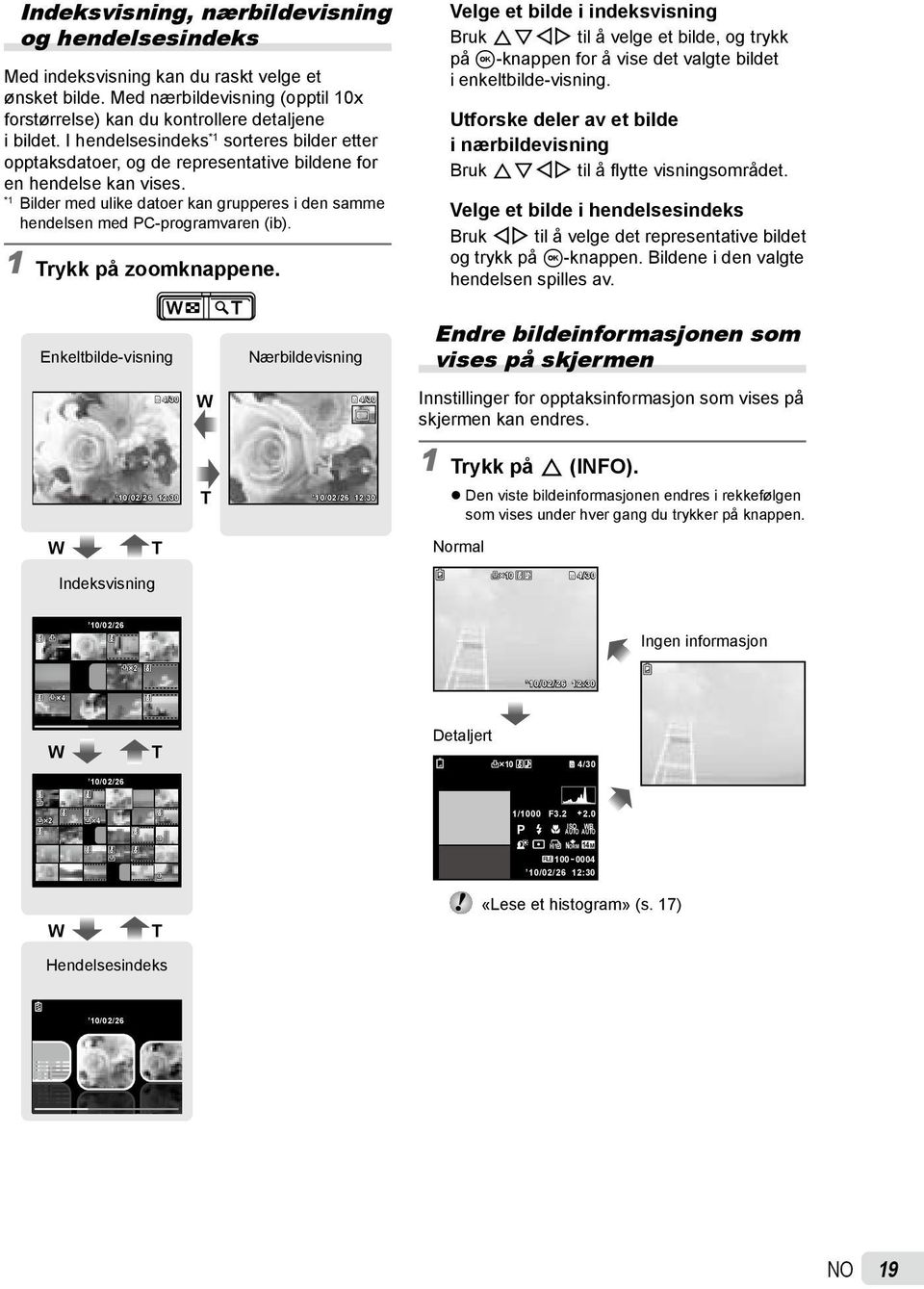 *1 Bilder med ulike datoer kan grupperes i den samme hendelsen med PC-programvaren (ib). 1 Trykk på zoomknappene.