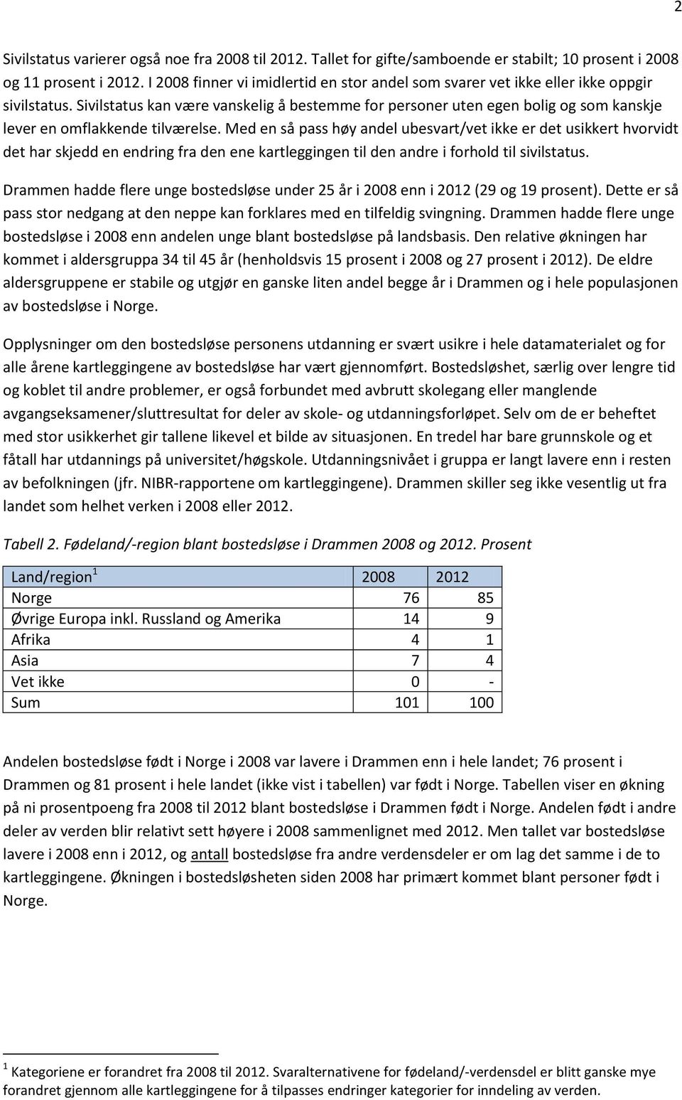 Sivilstatus kan være vanskelig å bestemme for personer uten egen bolig og som kanskje lever en omflakkende tilværelse.